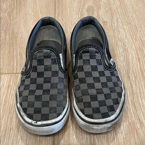 Vans slip on checkered toddler boy shoes gray and black size 13